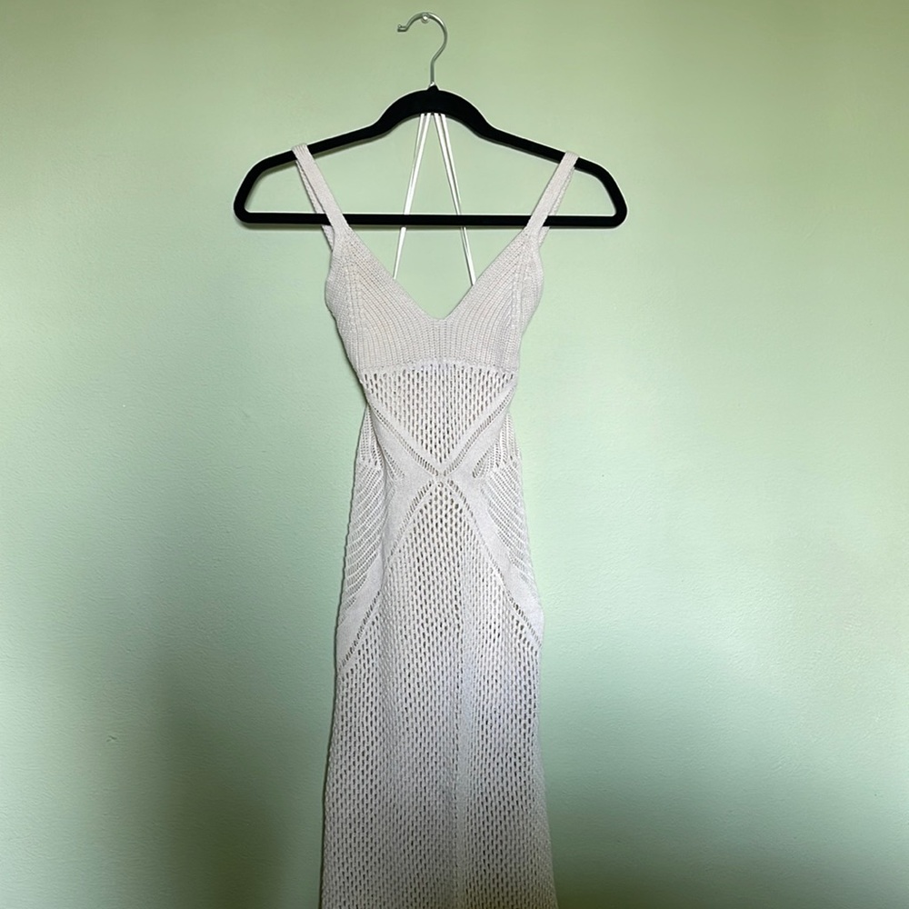 Off-White XS ‘Stradivarius’ Crochet Maxi Dress Beach Cover-Up